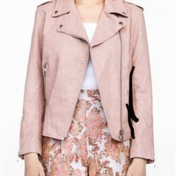 Zara Pink Leather Jacket - Picture 1 of 10